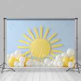 Aperturee - Aperturee Blue Wall Sun Balloons Cake Smash Photo Backdrop
